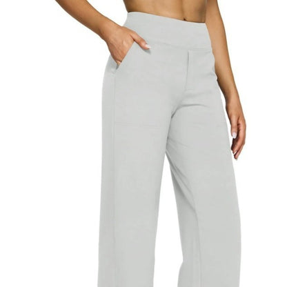 Pocket Knitted Straight High Waist Trousers