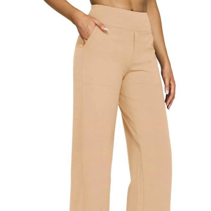 Pocket Knitted Straight High Waist Trousers